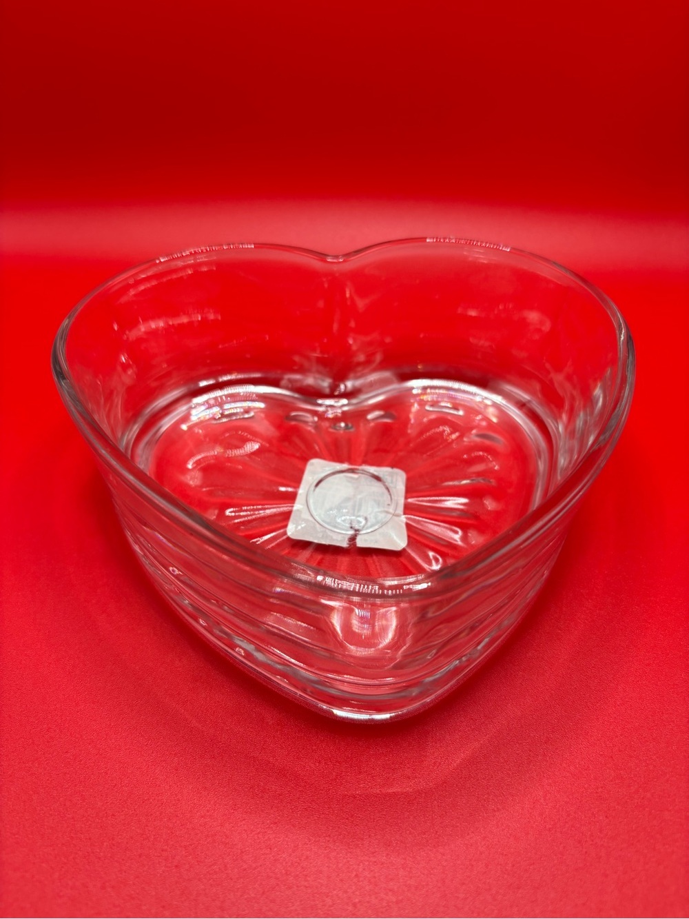 Libby Clear Glass Heart Bowl - Sunburst Bottom Vintage Cottagecore Decor